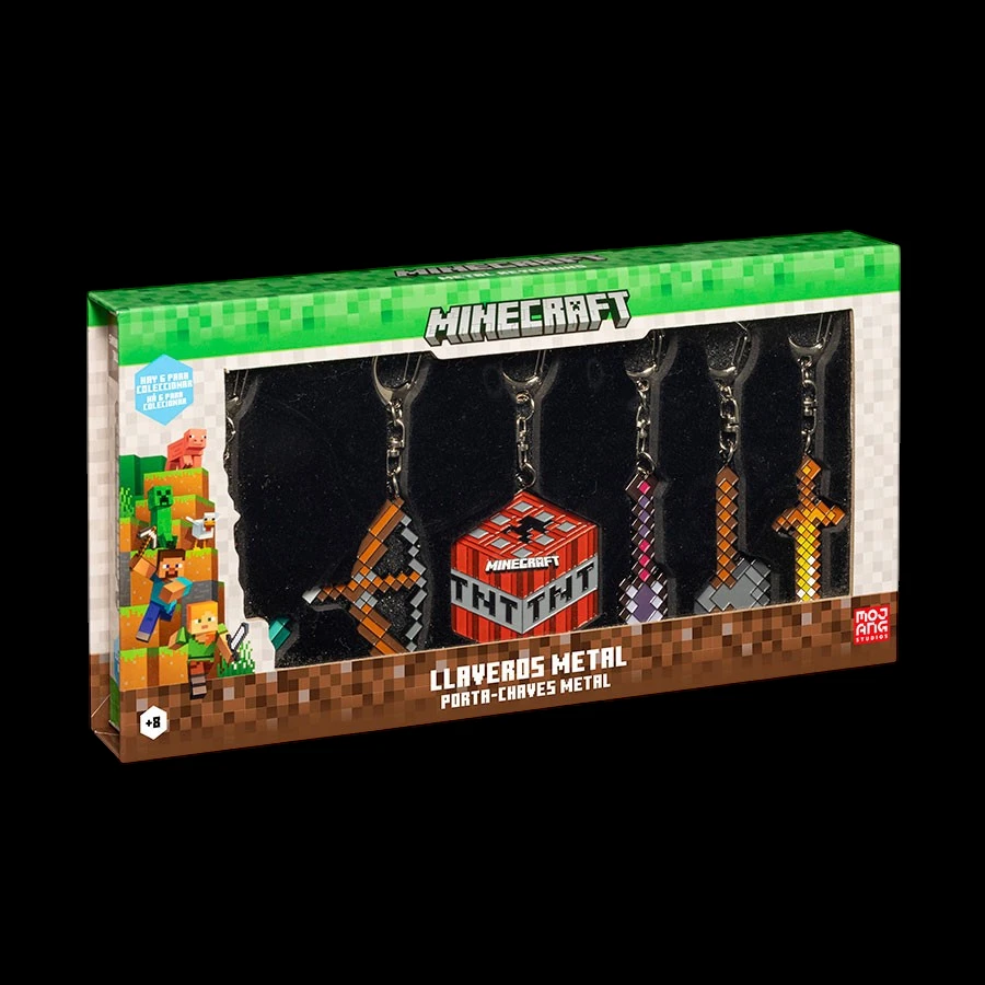 Llavero de Metal Minecraft - Pack de 6 en Caja Deluxe